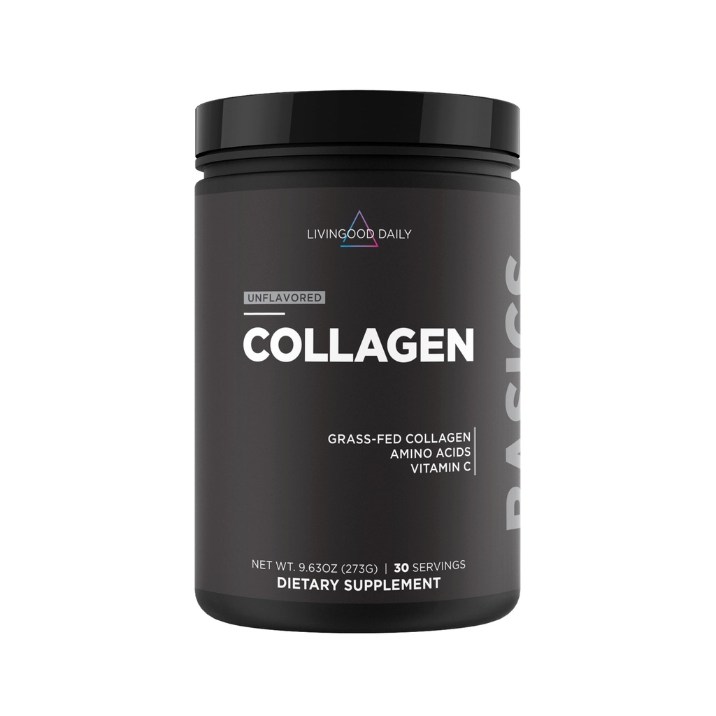 Livingood Daily Colagen Pulbere nearomată pentru femei și bărbați, Colagen peptide hidrolizate Pulbere cu vitamina C, Proteină cu 20 de aminoacizi, Tip I & III, Grass Fed, Keto, Paleo, Gluten Free, 30 Srvgs