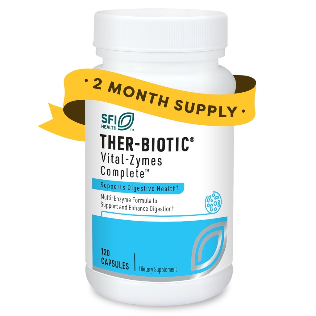 SFI Health Multizyme Suplimente pentru Digestive Health - Ther-Biotic Vital-Zymes Complete - Enzime digestive pentru a ajuta la ușurarea indigestiei și ajuta Absorbția nutrient (120 capsule)