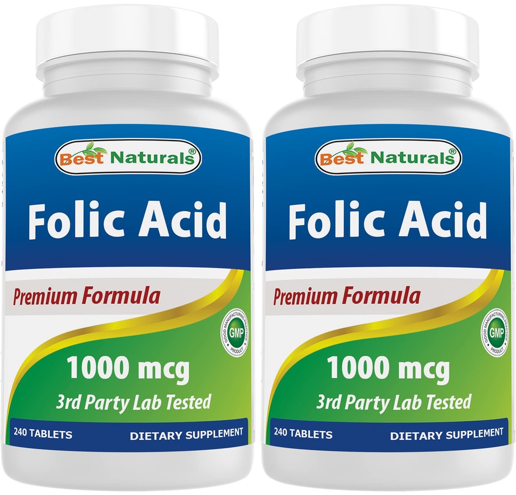 Cel mai bun acid folic natural 1000 mcg (vitamin B9), 240 comprimate (1000 mcg (pachet de 2)