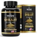 Silajit organic cu acid fuzilic, acid humidic, 85+ Minerale- aur grad Plus - La fel ca Resin - Energie, Rezistenta, Brain Support - 120 capsule - Made in the USA