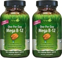 Irwin Naturals One-Per-Day Mega B-12 1500mcg High Potence Metilcobalamină Vitamină - Absorbție îmbunătățită rapid cu MCT + Asian Ginseng - Boost de energie naturală - 60 Softgels lichid (Pachet de 2)