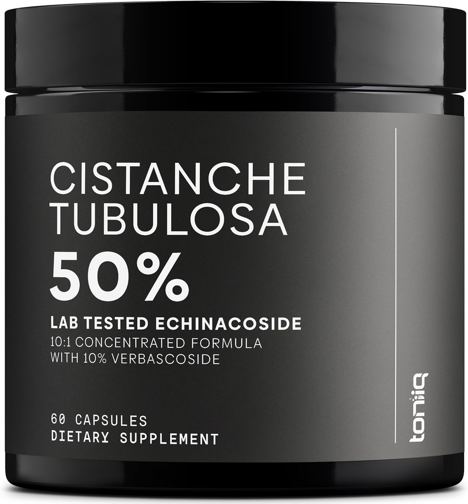 Extract de Cistanche Tubulosa - Ultra High Potence 10:1 Extract cu 50% Echinascoside & 10% Verbascoside - Foarte concentrat - Laborator de terţă parte testat - 60 capsule