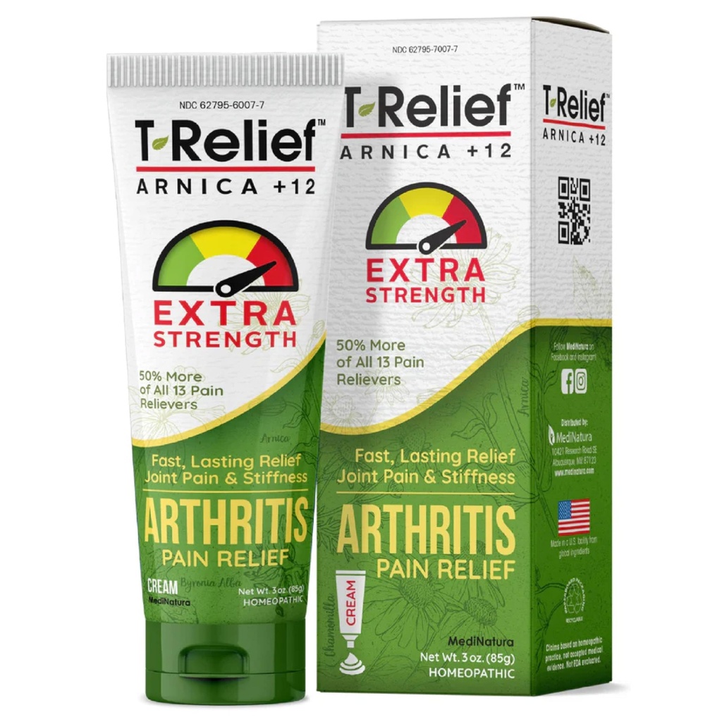 T-Relief Extra Putere Artrita Crema Arnica +12 Durere Relieving Medicamente naturale Ajutor Soothe Soreness Stiffness Dureri și dureri în articulații natural - 3 oz