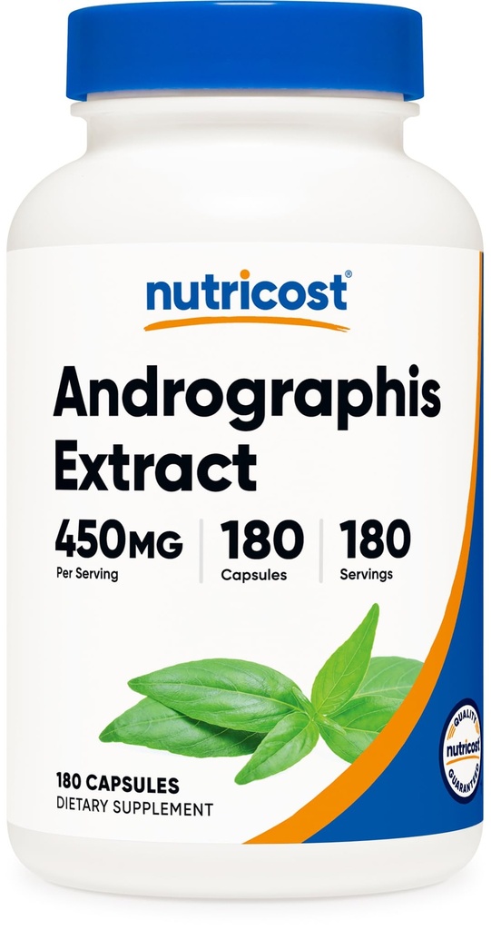 Nutricost Andrographis Extract 450mg, 180 capsule vegetariene - fără GMO & Gluten