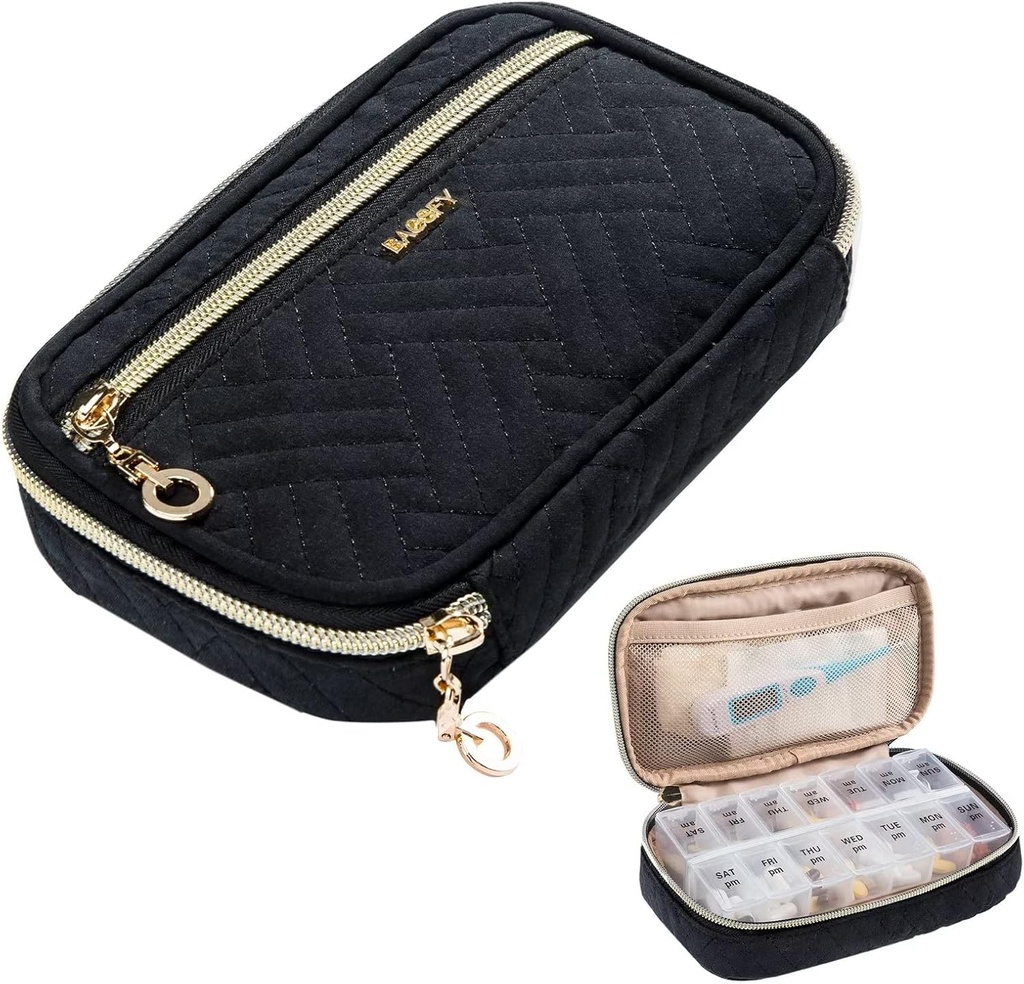 BAGSFY Pill Organizator Caz 2 ori pe zi- Medicina Weekly Organizator Travel Pilula Box cu Removabil 7 zile Medicina container pentru ulei de pește, vitamina, supliment