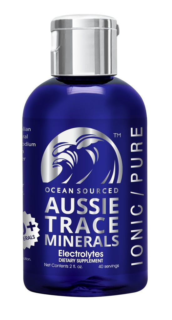 Aussie Trace Minerale - Magneziu bogat, sodiu scăzut, Picături electrolitice complete pentru hidratare, energie și recuperare - 2oz / 60ml supliment lichid - Vegan, Keto Friendly