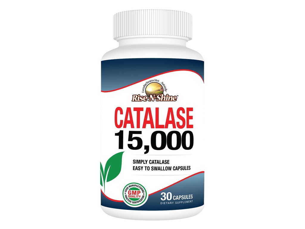 Rise-N-Shine Catalase Supliment 15.000 - Enzim puternic antioxidant pentru parul de sprijin- Suplimente pentru par puternic de sprijin - 30 capsule