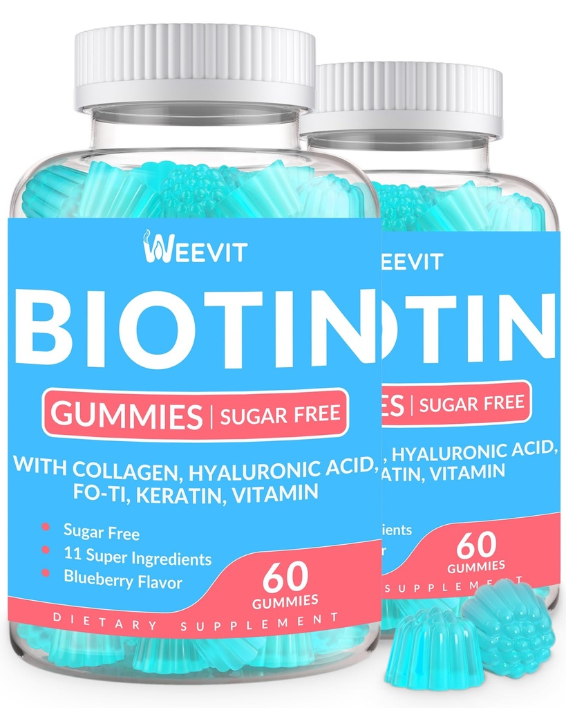 Gume de zahăr-Biotin gratuit, Gume Biotin și Colagen Gumies cu Keratina, Acid hialuronic pentru femei și bărbați 