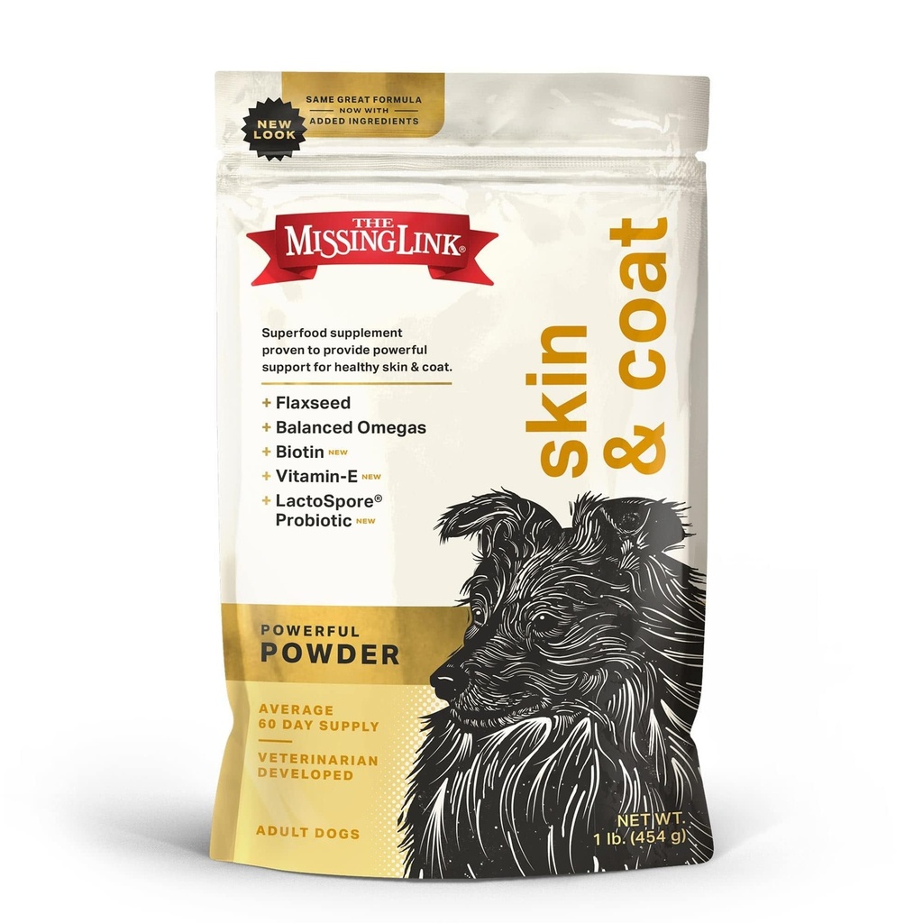 Lipsește link-ul piele și haină + probiotice Supliment 1lb sac - puternic Superfood pulbere pentru câini susține sănătos piele și lucios haina, promovează creșterea părului