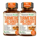 Curcumina turmerica Supliment cu ghimbir Root pentru suport comun, Digestive & Gut Health - Contine Curcumina ecologica cu piper negru (Bioperina) pentru absorbtie imbunatatita - 60 capsule, 2 ambalaj