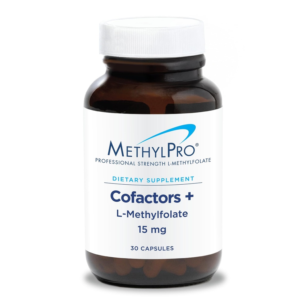 Metilpro L-metilfolat 15 mg + cofactori - L Suplimentul Folat de metil pentru femei și bărbați, Vitamina metilată B9 (5-MTHF) cu B6 și B12 pentru sănătatea creierului, concentrare și calm - 30 capsule (Pachetul de 1)