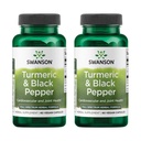 Swanson Turmeric & Black Pepper - Organic Joint Health, Heart Health, Digestion, & Liver Supplement - Formula naturală pentru biodisponibilitatea îmbunătățită și absorbție - (60 Veggie Capsule) 2 Pack