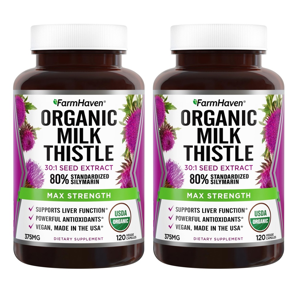 FarmHaven USDA Organic Milk Thistle Capsulele de Thistle 