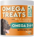 PAWFECTCHEW Omega 3 pentru câini (60 Chews) - Anaskan Salmon Oil Treats for Dogs - Omega Fatty Acids - Skin and Coat Supplement - Dry Itchy Skin, Shedding & Alergy Relief