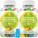 Gume suplimentare de magneziu de potasiu, Gume de potasiu pentru adulți Copii, glicinat de magneziu de înaltă absorbție pentru Crampa Leg & Immune Health, Sugar-Free, Aroma mixta Vegan, 120 Conte