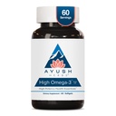 Ayush Herbs High Omega 3 - Omega 3 ulei de pește, 1000 mg per capsulă, EPA & DHA supliment de ulei de pește pentru femei și bărbați, aromă naturală de lămâie - 60 capsule Softgel (1 Conte)