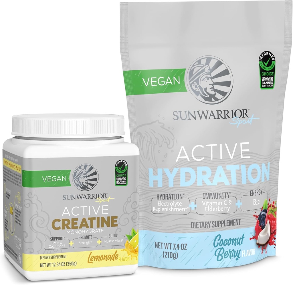 Sunwarrior Creatina Monohidrat pulbere Lemonade aroma 50 Serviri & Hidratare Electrolit Blend Coconut Berry aroma 30 Serviri