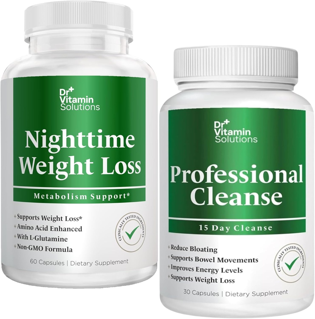 DR VITAMIN SOLUŢII Nopții Fat Burner & 15 Ziua Curățare pentru pierderea în greutate și balonare, Bundle, 90 Capse