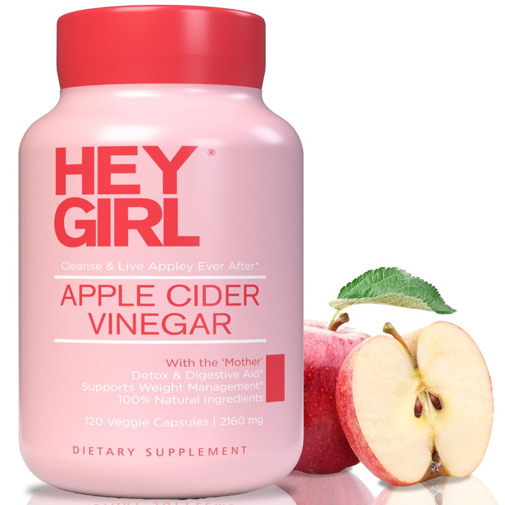 Oţet capsule de mere Oţet cu mama - 2160mg Apple Pastile de cidru cu ardei iute - 120 Vegan ACV capsule cu mama pentru dezintoxicare, Keto, Digestion & Bloating