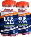 Factor de focalizare Nootropic Gummies, Supliment de memorie pentru creier, Fosfatidilserină, Bacopa, Huperzine A, 60 Conte, Pachet de 2