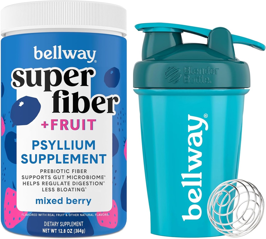 Bellway Super Fiber Powder + fructe, mixt Berry Shaker Sticla Bundle