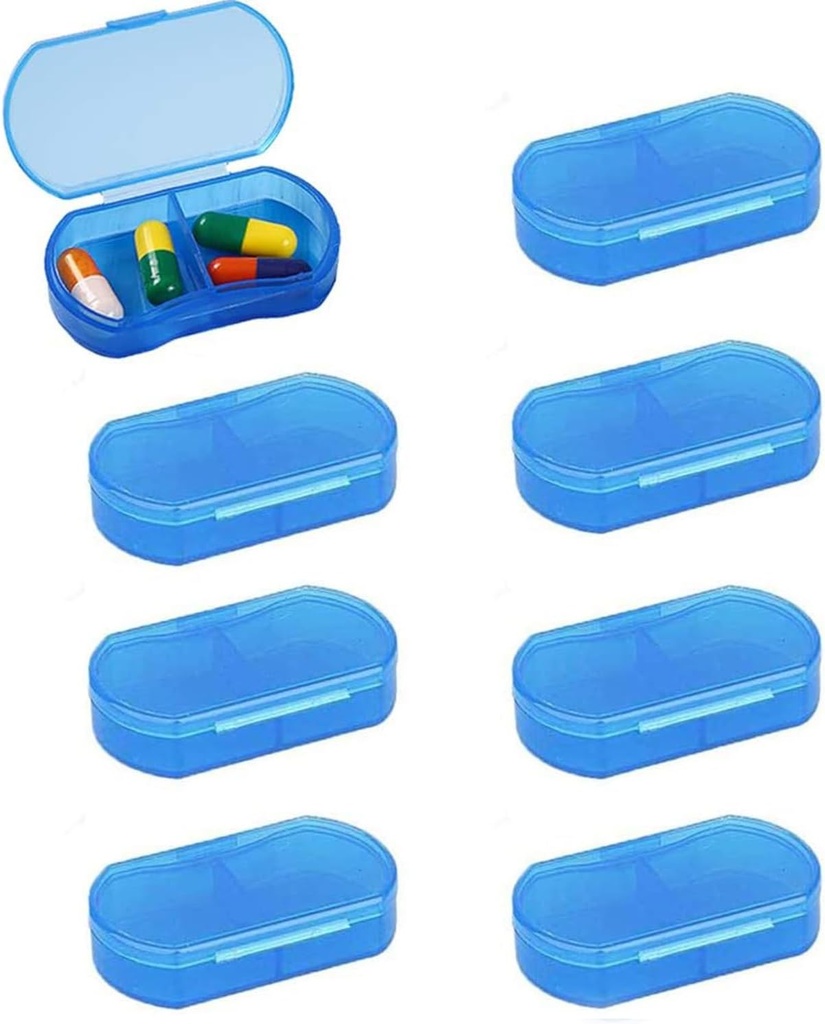 8PCS Pill Case Organizator Pocket Pilula Mic Deţinătorul, Containere Daily AM & PM, Medicina Deţinătorul, Ideal pentru Medicamente, Vitamina, Supliment, Perfect pentru Travel, Ideal pentru Purse (Blue)
