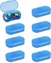 8PCS Pill Case Organizator Pocket Pilula Mic Deţinătorul, Containere Daily AM & PM, Medicina Deţinătorul, Ideal pentru Medicamente, Vitamina, Supliment, Perfect pentru Travel, Ideal pentru Purse (Blue)