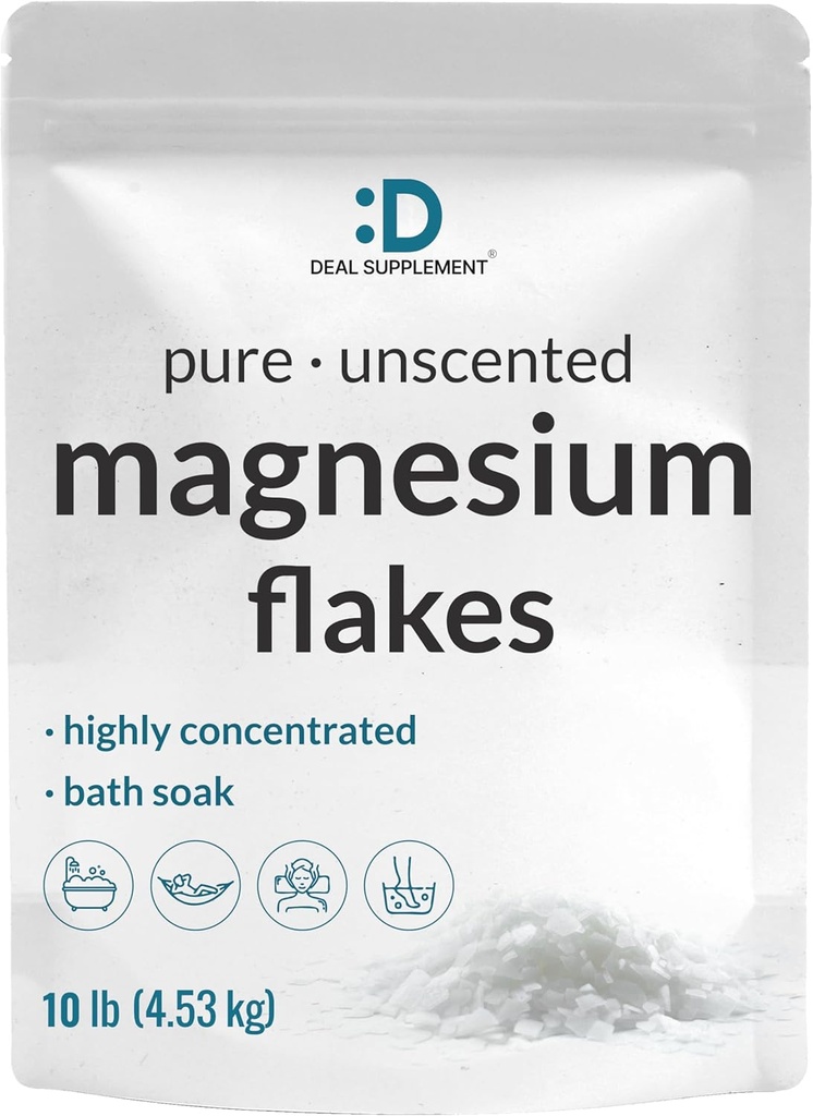 Pur Magneziu Flakes Bath Soaks, 10lbs - Sare naturală Epsom Substitute 