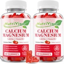 Gume de zinc de calciu Magneziu cu absorbţie mare Magneziu 300mg, Supliment de calciu cu D3 pentru oase, Muşchi şi suport imun pentru copii şi adulţi, Aroma de căpşuni, 120 Conte