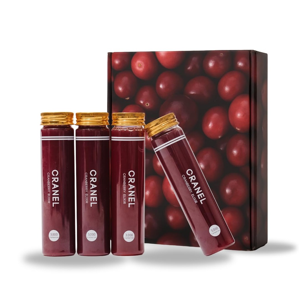 CRANEL UTI Suport Cranberry Elixir, 4X Sticle (Lonthly Supply) Clinic-Proven & Antibiotic-Free, Packed with 3000 Real Cranberries (Tart Gust) Vegan & Non-GMO, Zero Adăugat de zahăr