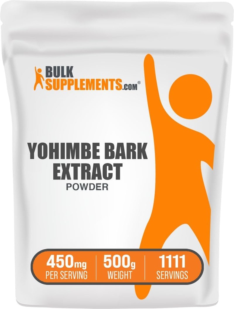 BulkSupplements.com Yohimbe Extract pulbere - Yohimbe Bark Extract - Supliment vegetal, Gluten gratuit, 450 mg per Serving, 500g (1.1 lbs) (Pachet de 1)