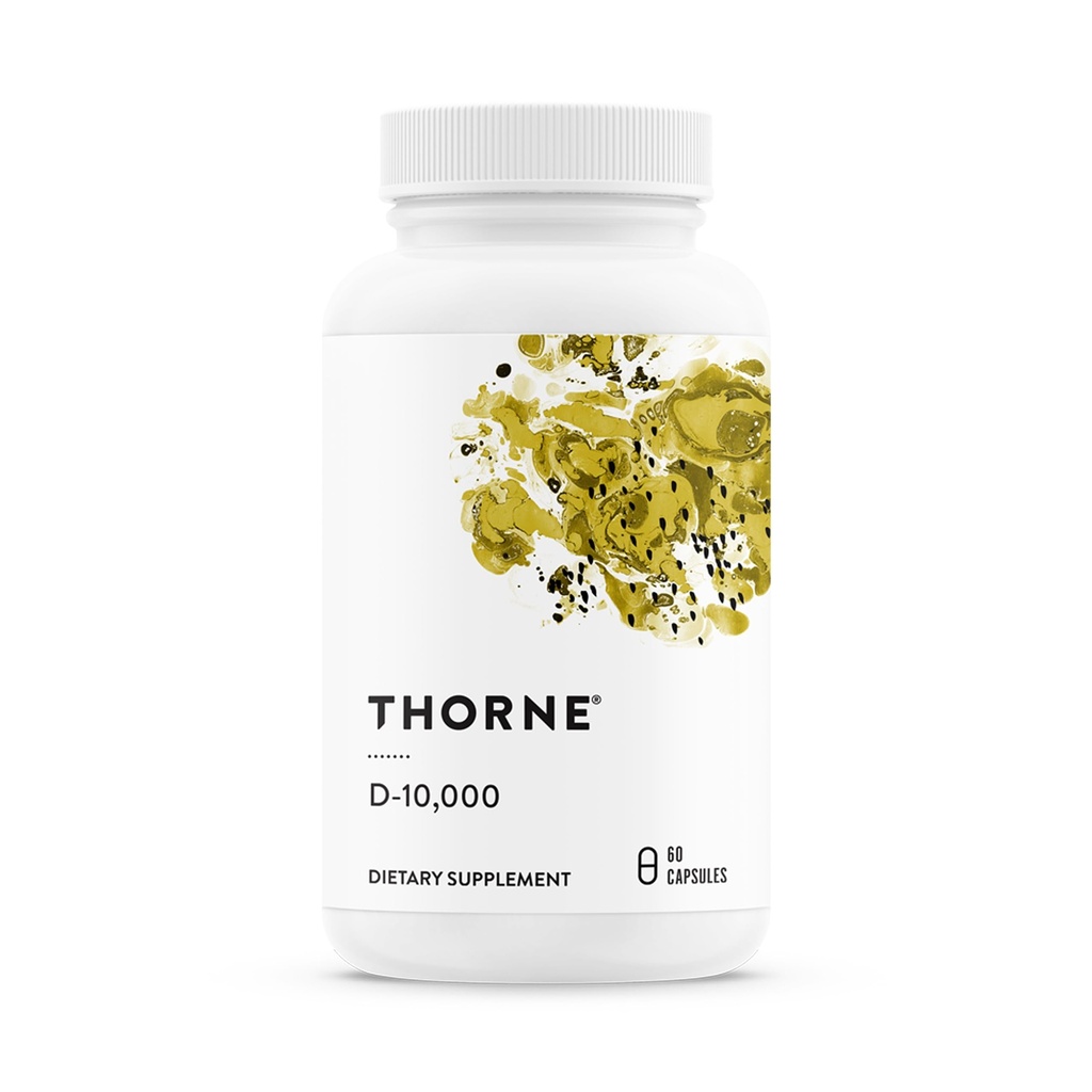 THORNE - Suplimentul de vitamina D3 - Susţine oasele sănătoase, dinţii, muşchii, funcţia cardiovasculară şi imună* - Gluten, lactate şi soia - 10000 UI - 60 Servings