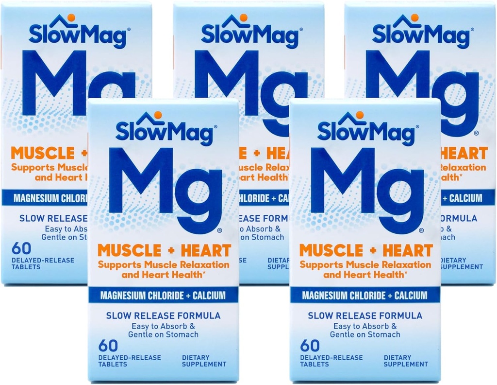 Slow Mag Magnesium Chloride and Calcium, 60 Tablets each (Value Pack of 5)