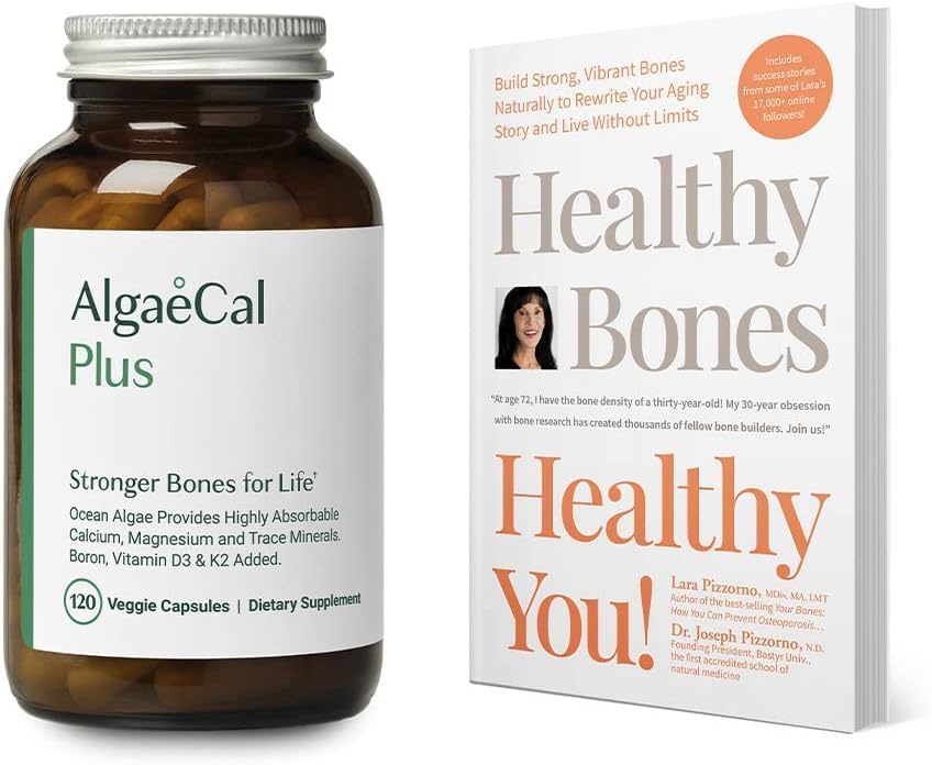 ALGAECAL Bundle Suplimentul de calciu pentru femei și bărbați Vitamina D3 & K2, Magneziu și Book de Lara Pizzerno sănătos Oase sănătos Tu, pentru a crește sănătatea osoasă, 1-Lonth aprovizionare