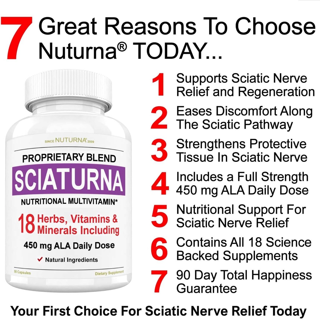 Sciatic Nervi de ajutor suplimentar cu 450 mg Alpha Acid lipoic - 18 in 1 Super Formula pentru spate inferior, Hip, Lumbar, Thigh, picior, picior - cel mai bun suport natural Sciatic Nervi ajutor - 90 capsule