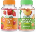 Vitamina D de viață 5000 UI + Panax Ginseng, Gummie Bundle - mare Tasting, Supliment de vitamine, Gluten gratuit, OMG gratuit, Guma de mestecat