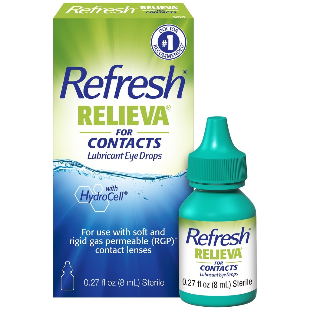 Refresh Relieva pentru Contacte Picături oculare lubrifiante pentru ochi uscaţi, 0.27 Fl Oz Steril
