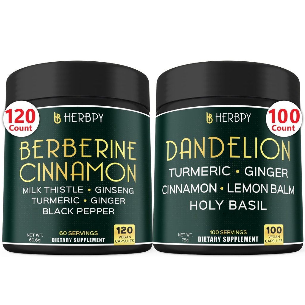 Bundle 7in1 Berberine HCl & 6in1 Suplimentul Dandelion - Suport Imun, Digestion și Heart Health