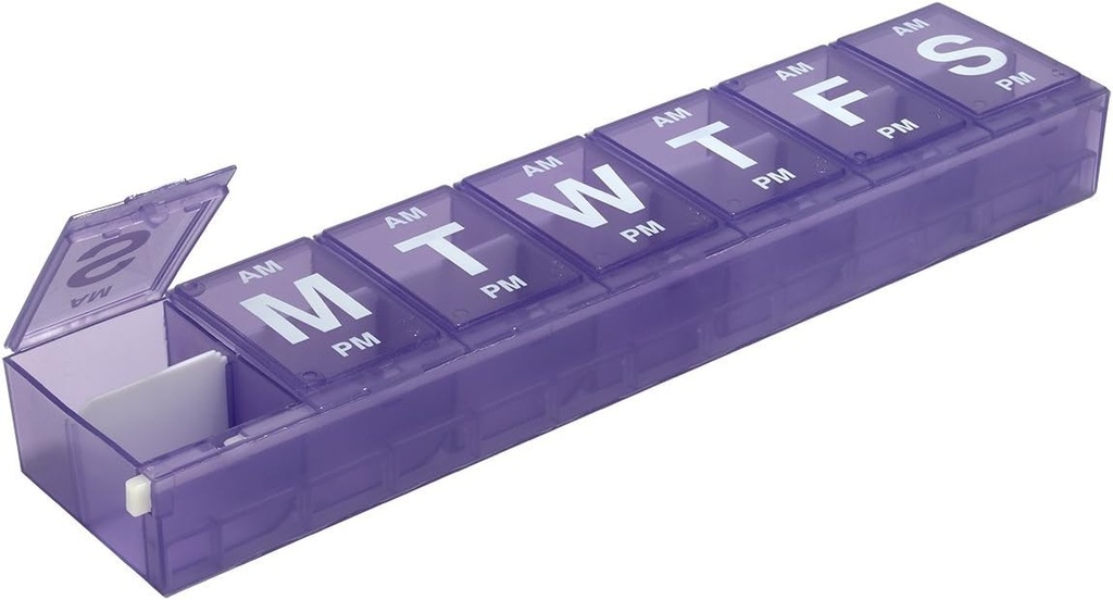 EZY DOSE Săptămânal (7-Ziua) AM / PM Planificator Pilula, Caz Medicina, Cutie Organizator Vitamina, Compartimente de blocare 3X-Marge pentru prescrierea sigura medicamente, Preveni Accidental Spillling, Culoare mai Vary, BPA gratuit