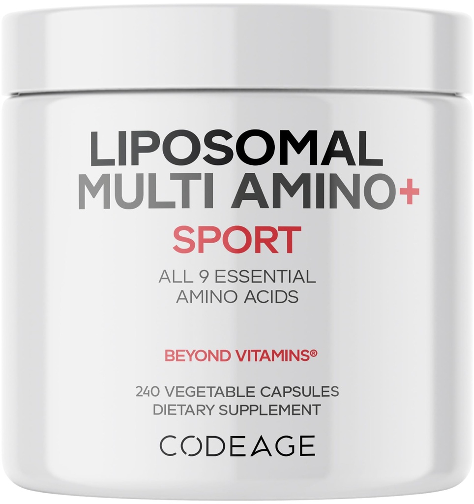 Codaj Multi Amino+ BCAA & EAA Supliment, Toate 9 Aminoacidi esențiali, Free-Form Ramking-Chain Pastile acide, Suplimentul Sport, Pre & Post Antrenament, Livrare lipozomal, Vegan, 240 capsule