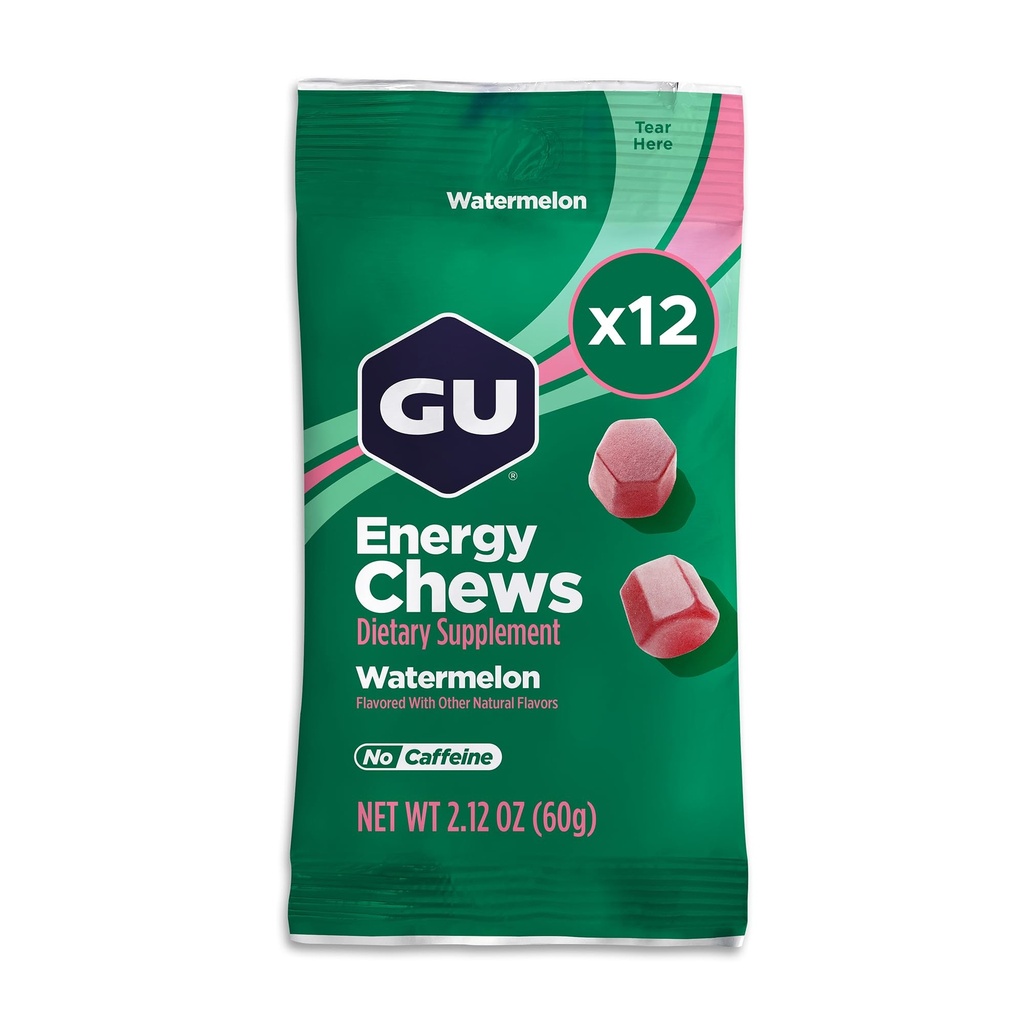 Gume energetice GU, pepene verde cu electrolitice, Vegan, Gluten-Free, Kosher, Cafeina-Free, și lactate-Free On-The-Go energie pentru orice antrenament, 12 pungi (24 Serviri Total)