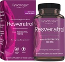 Reservage Beauty, Resveratrol 100 mg, Supliment antioxidant pentru inima si sanatatea celulara, Suporturi Sistemul imunitar si imbatranire sanatoasa, Paleo, Keto, 60 capsule (60 Servings)