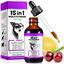 Câine Multivitamine,15 la 1 câine Multivitamine Picături lichide Suplimente, Vitamine de câine pentru Heart Health, Oase, comun, Piele & Coat, Bladder, Suport Sistem imunitar 60ml