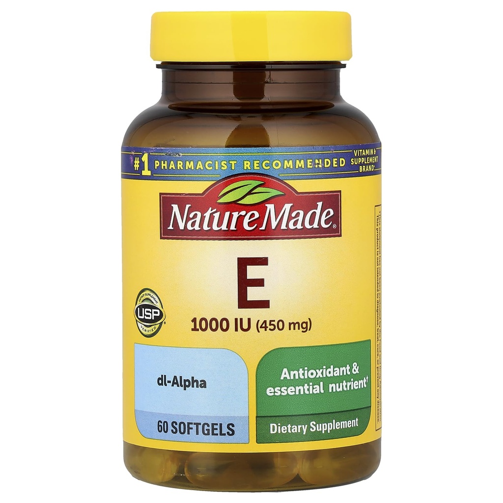 Natural Made Vitamina E 1000 UI (dl- Alfa) Softgels 60 Ct
