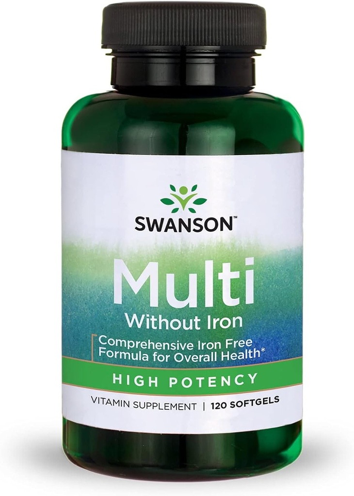Swanson Multi Fără Multivitamine de Fier Health Supliment fără fier Formula 120 Softgels Sgels