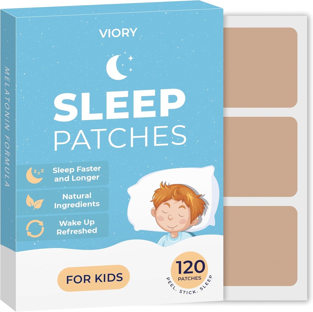VIORY 120 patch-uri de somn pentru copii Putere suplimentară - Acționare rapidă, 100% ingrediente naturale, piele-prietenos și ușor de aplicat autocolante de somn pentru băieți