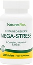 Naturas Plus Complex Mega, eliberare susținută - 30 comprimate vegetariene - B Complex, Vitamina C Supliment, Mușețel & Herbs - Gluten-Free - 30 Serviri