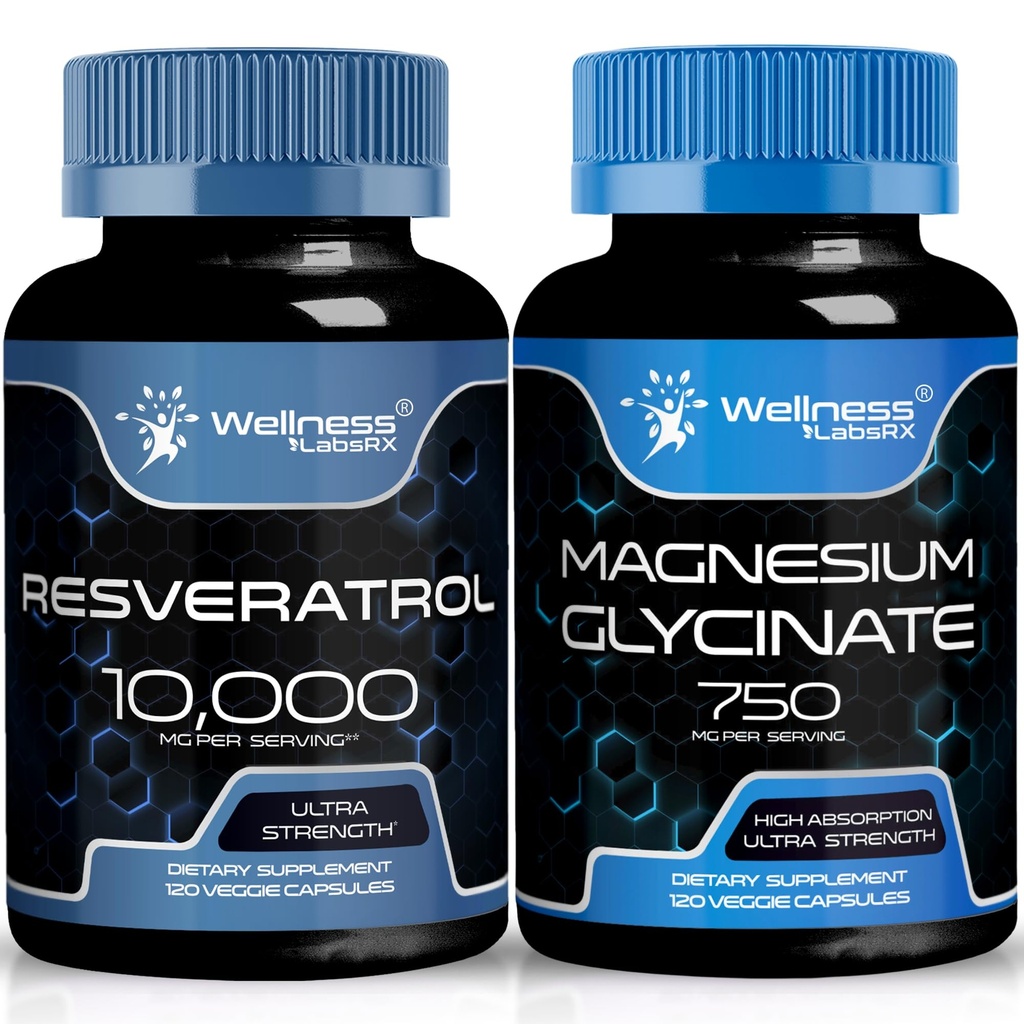 Capsule de wellness LABSRX Resveratrol 10000 - Capsule de glicinat de magneziu