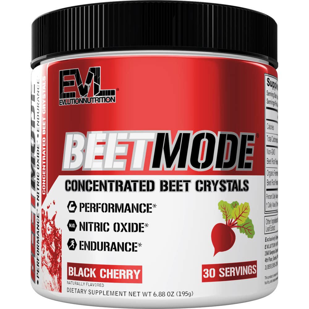 Evlution Nutrition BeetMode - Pudră de rădăcină de sfeclă - Booster de oxid de azot - Aroma de cireșe negre - Supliment pre sau post-workout pentru Enhanced Energy & Performance - Vegan & Gluten gratuit - 30 Servings