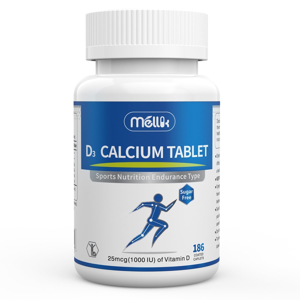 Vitamina-D3 1200-mg Magneziu-Mini - 186 Tablete cu eliberare lentă, fără aromă Femei şi bărbaţi Supliment alimentar Uşor de înghiţit Zahăr gratuit